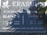 ERASMUS John F. 1931-2007 & Elaine E. 1946-2003