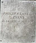 EVANS Phillip Kenneth 1926-2003