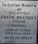LOUIS Edith Beatrice nee MANNIX 1920-2006