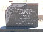 RAPER Anna W.C. nee JACOBS 1915-1988