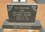 BURDEN Hendrik Willem 1911-1990