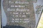 RADEMEYER Maria Magdalena nee KILIAN 1925-1980