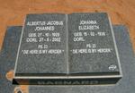 BARNARD Albertus Jacobus Johannes 1929-2002 & Johanna Elizabeth 1938-