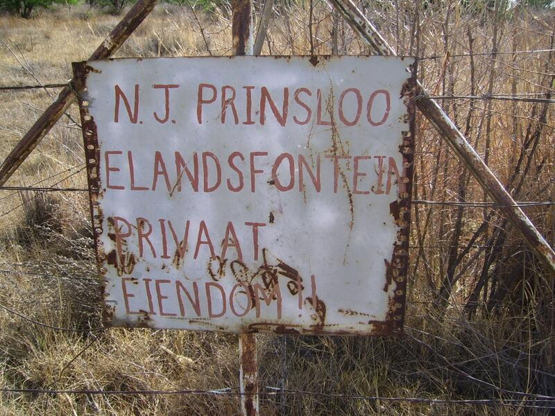 1. Sign board N.J. Prinsloo Elandsfontein
