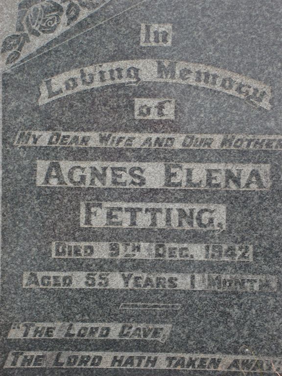 FETTING Agnes Elena -1942