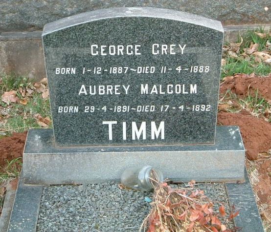 TIMM George Grey 1887-1888 :: TIMM Aubrey Malcolm 1891-1892