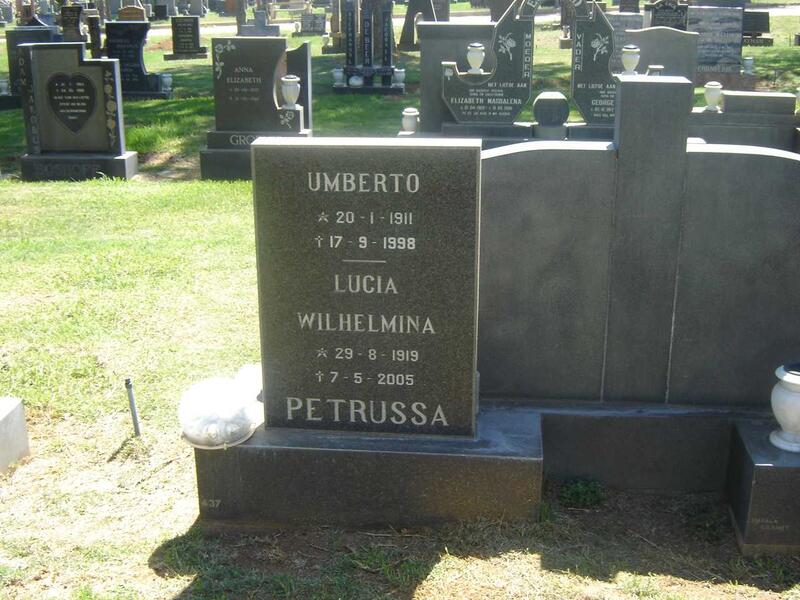PETRUSSA Umberto 1911-1998 & Lucia Wilhelmina 1919-2005