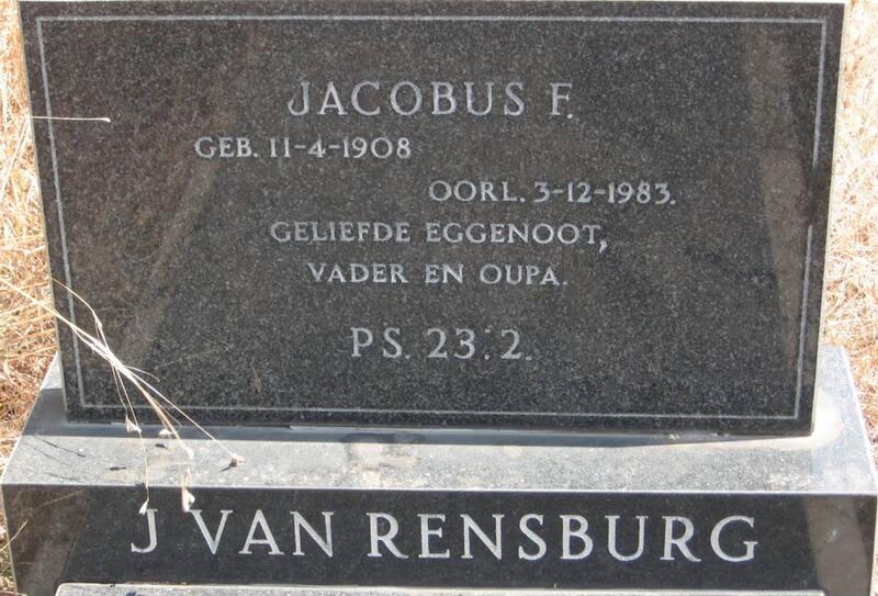 RENSBURG Jacobus F., J. van 1908-1983