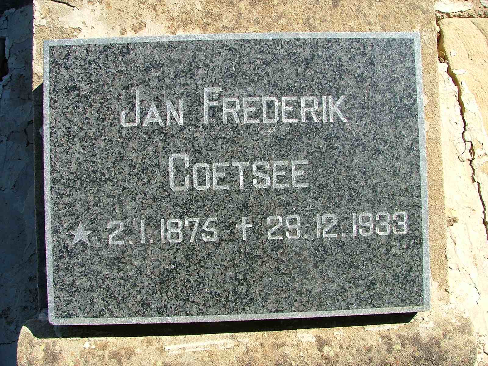 COETSEE Jan Frederik 1875-1933