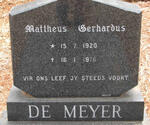 MEYER Mattheus Gerhardus, de 1920-1976