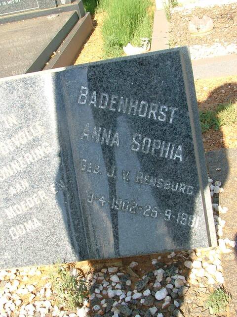 BADENHORST Anna Sophia nee J.V.RENSBURG 1902-1981