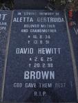 BROWN David Hewitt 1925-1998 & Helen Hay 1925-1979 