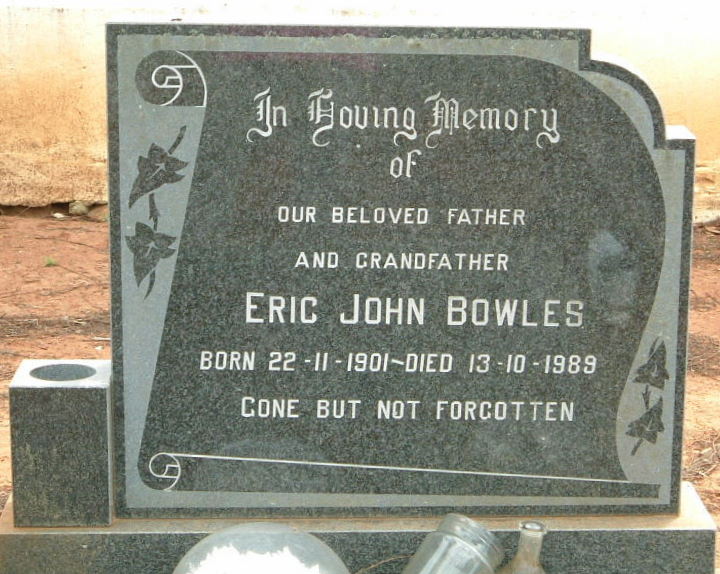 BOWLES Eric John 1901-1989