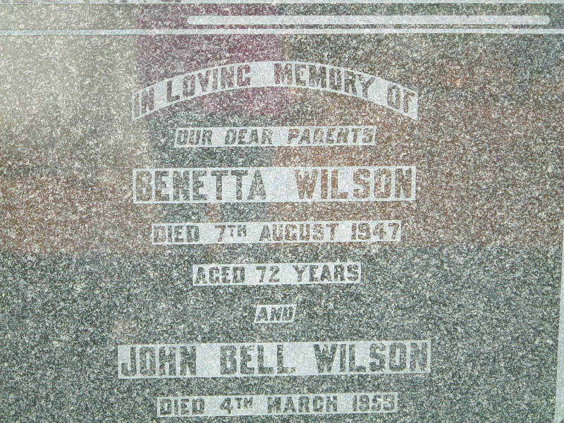 WILSON John Bell -1953 & Benetta -1947