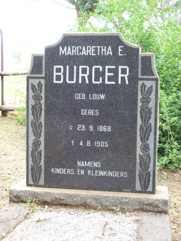BURGER Margaretha E. nee LOUW 1868-1905