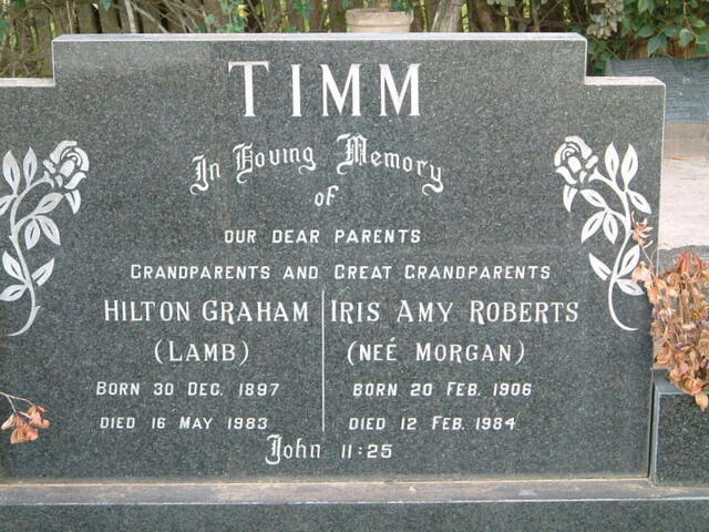 TIMM Hilton Graham 1897-1983 & Iris Amy Roberts MORGAN 1906-1984
