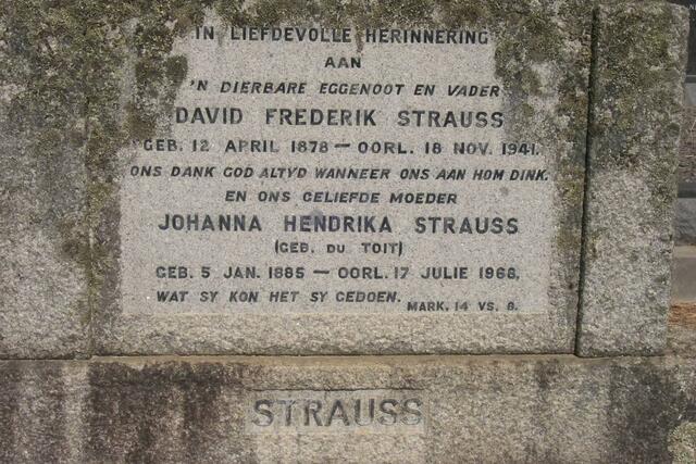 STRAUSS David Frederik 1878-1941 & Johanna Hendrika DU TOIT 1885-1968