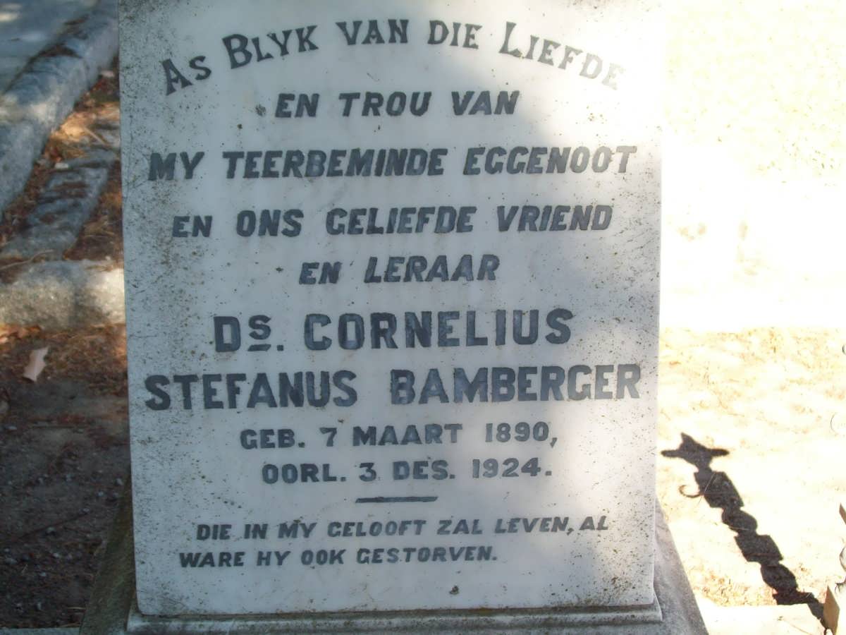 BAMBERGER Cornelius Stefanus 1890-1924