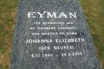 EYMAN Johanna Elizabeth nee BEUKES 1940-2005