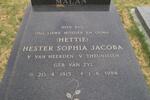 MALAN Hester Sophia Jacoba previously VAN HEERDEN and THEUNISSEN nee VAN ZYL 1915-1984