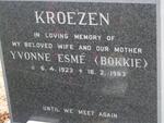 KROEZEN Yvonne Esmé 1923-1983