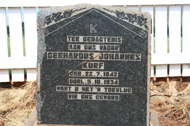 KORF Gerhardus Johannes 1842-1934