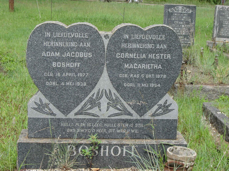 BOSHOFF Adam Jacobus 1877-1938 & Cornelia Hester Magarietha RAS 1878-1954