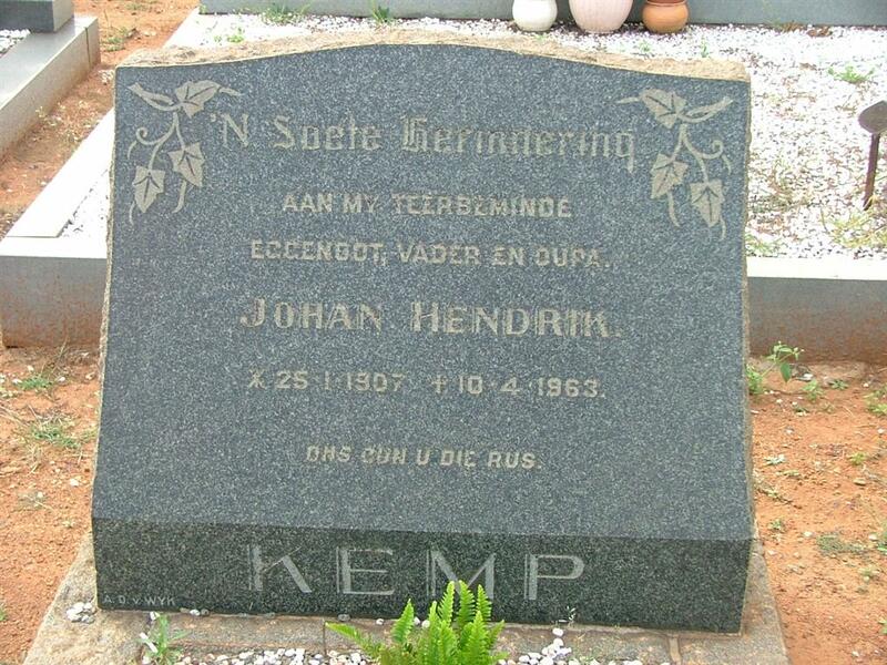 KEMP Johan Hendrik 1907-1963