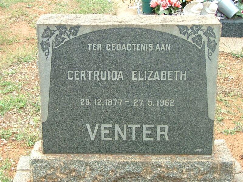 VENTER Gertruida Elizabeth 1877-1962