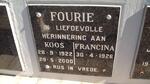 FOURIE Koos 1922-2000 & Francina 1926-