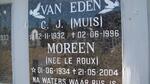 EDEN C.J., VAN 1932-1996 & Moreen nee LE ROUX 1934-2004