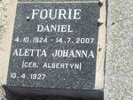 FOURIE Daniel 1924-2007 & Aletta Johanna ALBERTYN 1927-