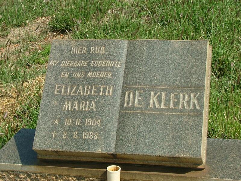 KLERK Elizabeth Maria, de 1904-1968