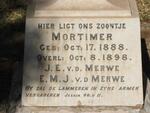 MERWE Mortimer, V.D. 1888-1898