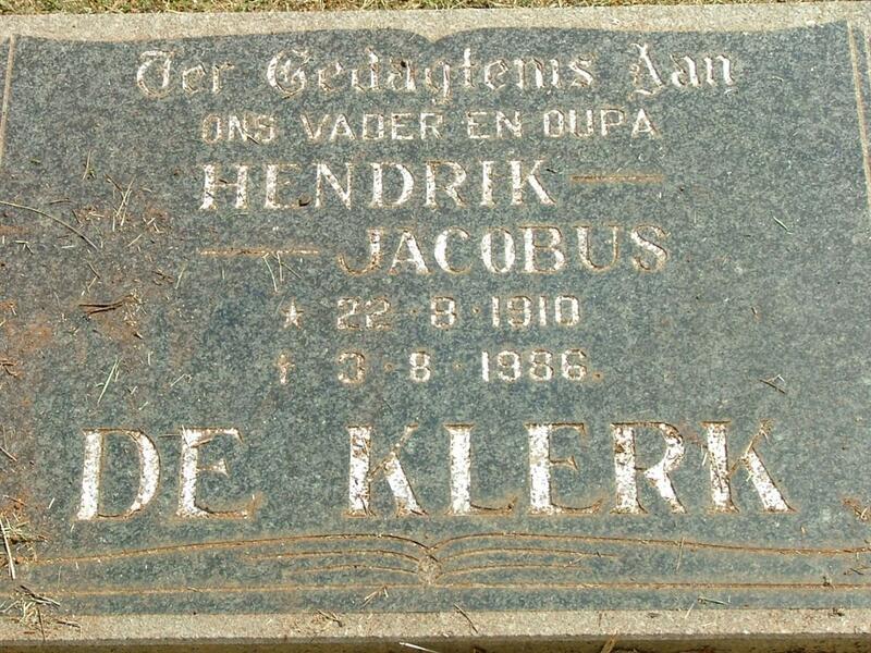 KLERK Hendrik Jacobus, de 1910-1986