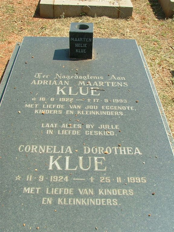 KLUE Adriaan Maartens 1922-1993 & Cornelia Dorothea 1924-1995