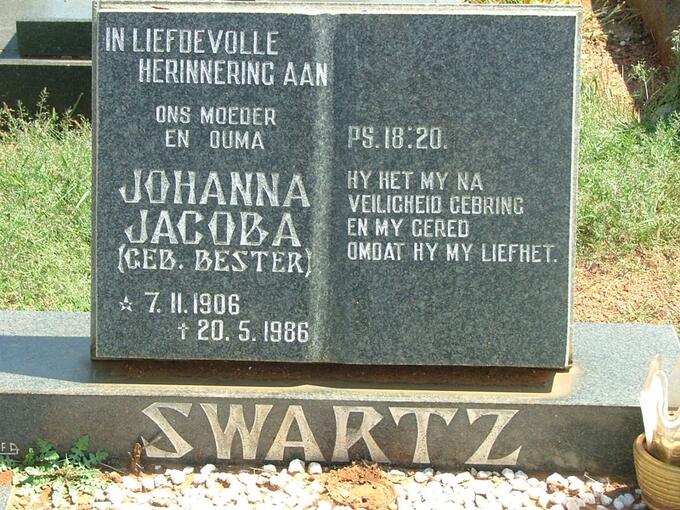 SWARTZ Johanna Jacoba nee BESTER 1906-1986