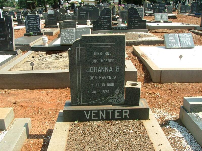 VENTER Johanna B. 1889-1976