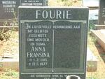 FOURIE Anna Fransina 1915-1977