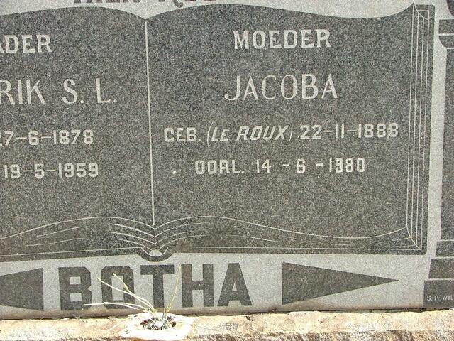 BOTHA Jacoba nee LE ROUX 1888-1980