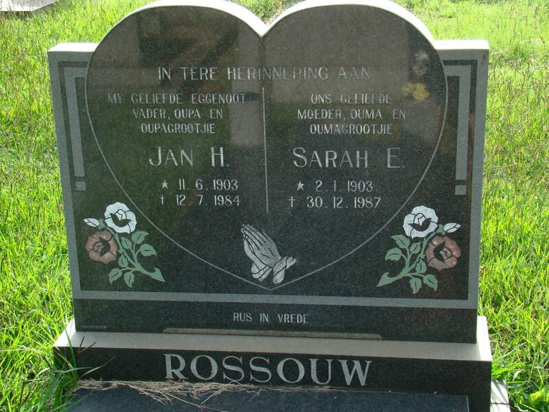 ROSSOUW Jan H. 1903-1984 & Sarah E. 1903-1987