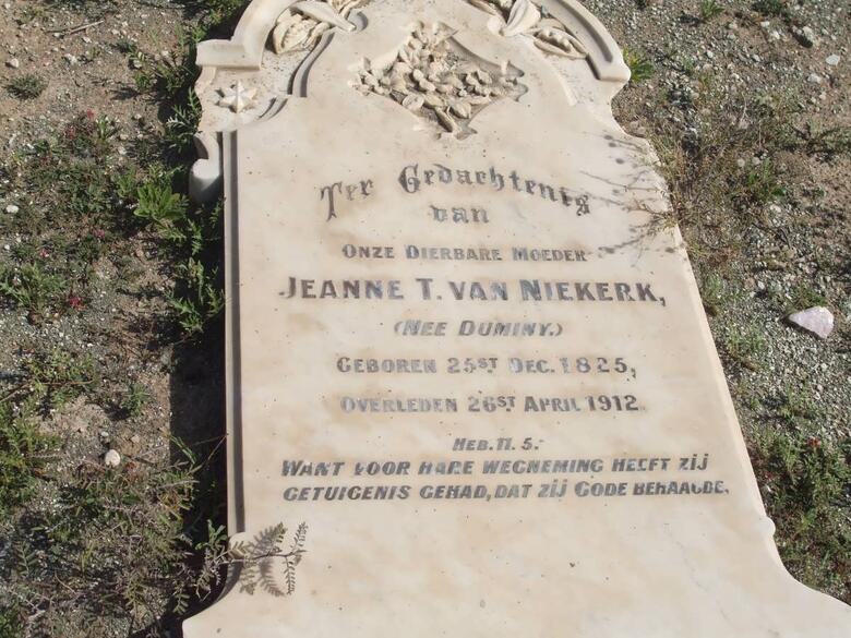 NIEKERK Jeanne T., van nee DUMINY 1825-1912