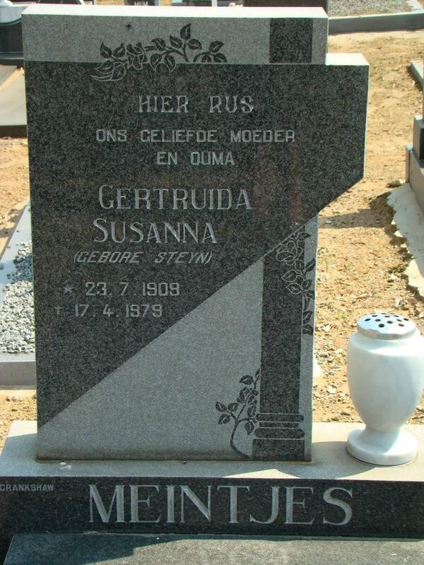 MEINTJES Gertruida Susanna nee STEYN 1909-1979