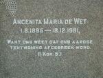 WET Angenita Maria, de 1895-1981