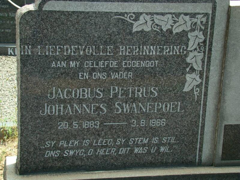 SWANEPOEL Jacobus Petrus Johannes 1883-1966