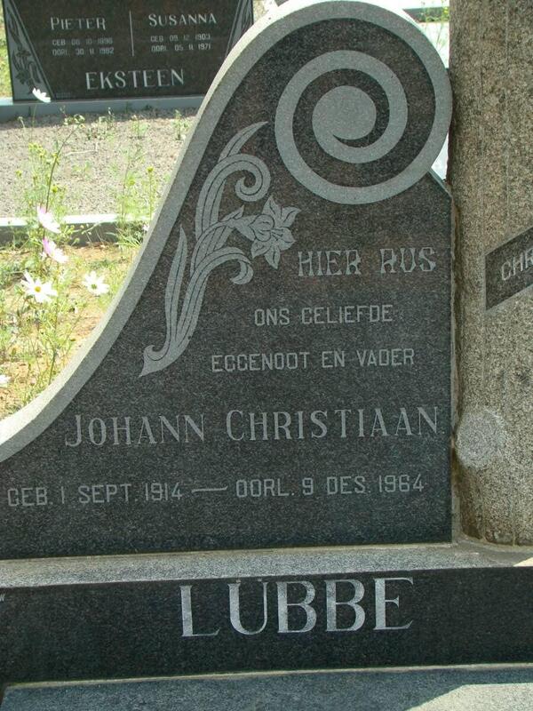 LUBBE Johann Christiaan 1914-1964