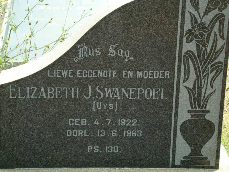 SWANEPOEL Elizabeth J. nee UYS 1922-1963
