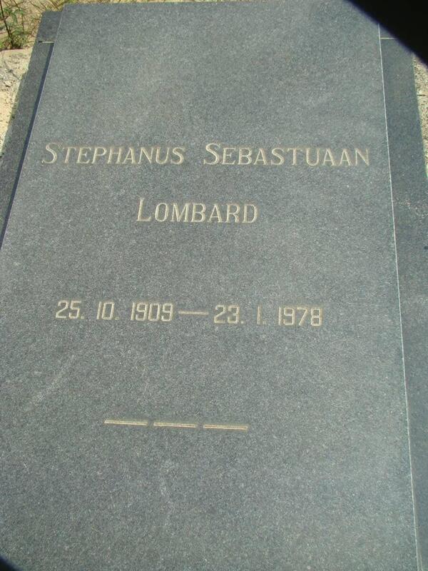 LOMBARD Stephanus Sebastuaan 1909-1978