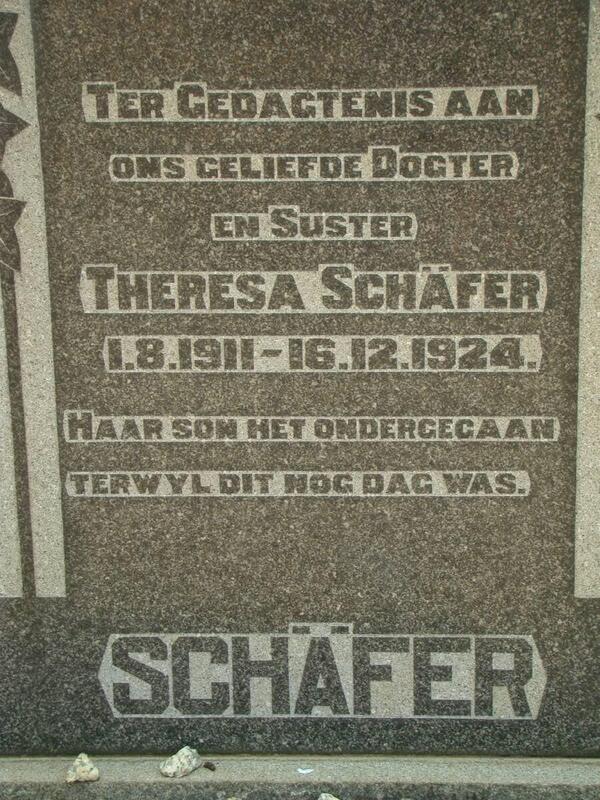 SCHAFER Theresa 1911-1924