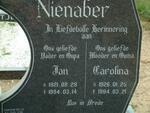 NIENABER Jan 1921-1994 & Carolina 1926-1994